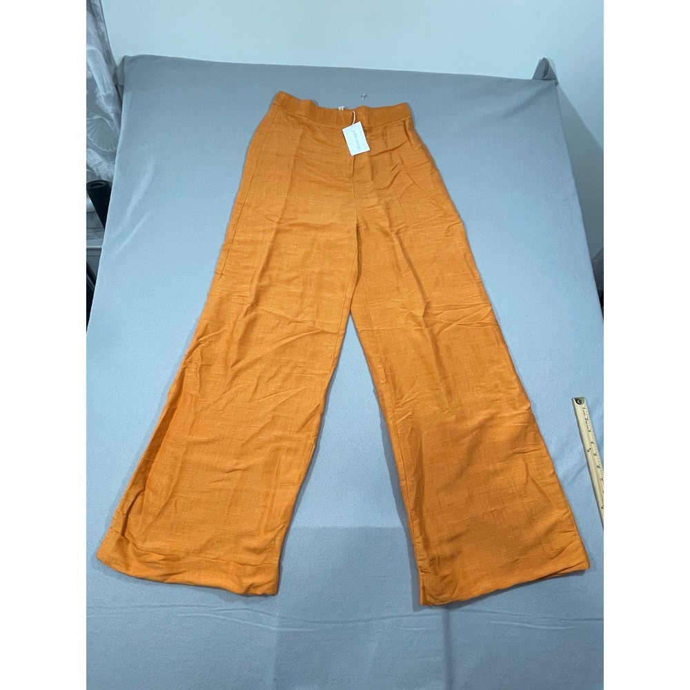 NWT Julia Amory Julia Silk Pants Wide Leg Trousers  Yellow Orange Gold Sz Large